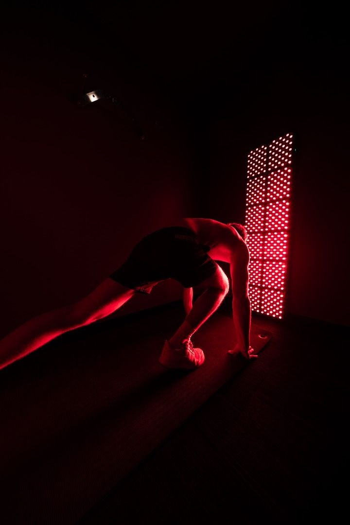 Man using redlight therapy space